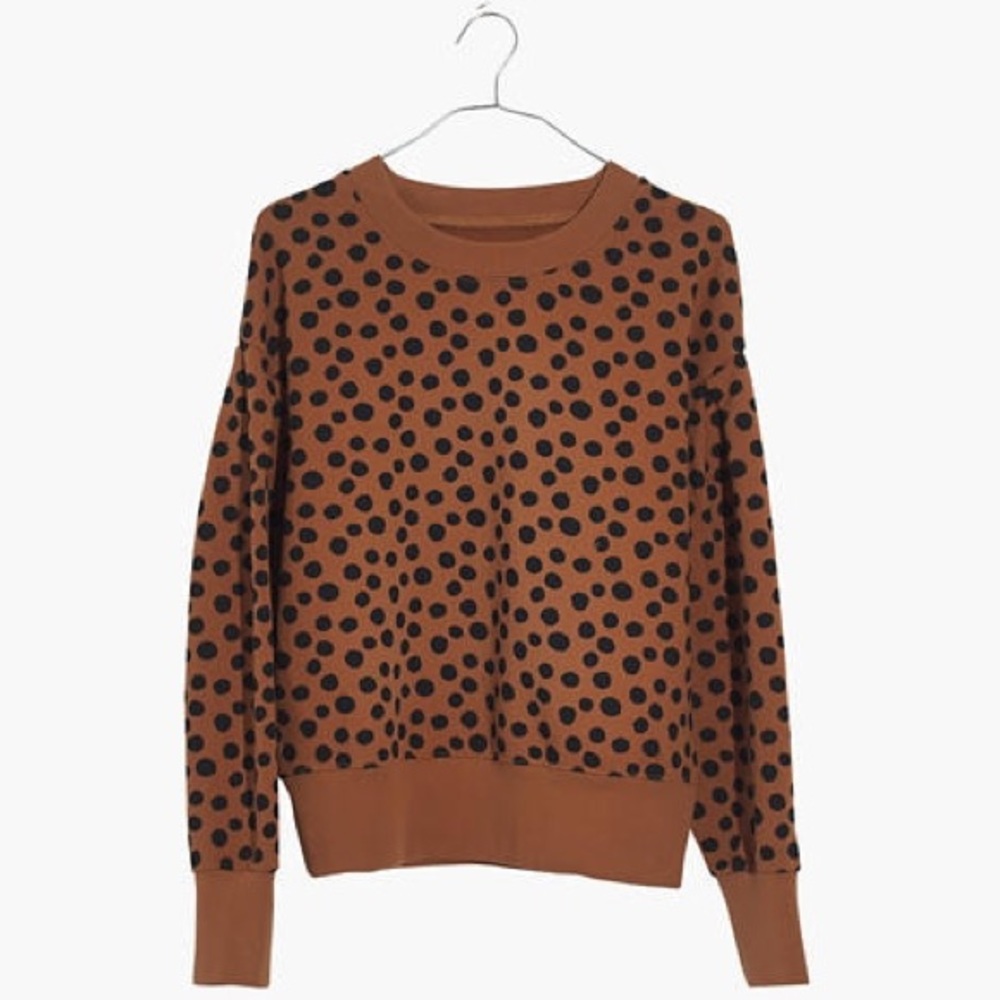 Madewell Leopard Dot Sweatshirt w/ Pleated Sleeves